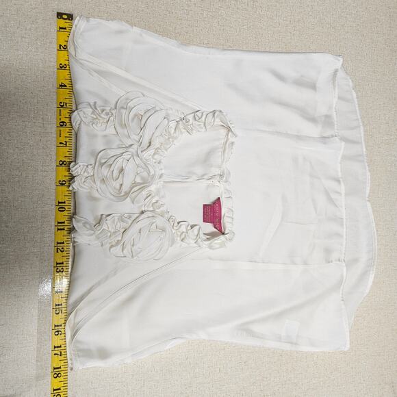 Sunny Leigh Dress Shirt Womens Small Sleeveless Ruffle Coquette Office Fairy - Picture 7 of 8